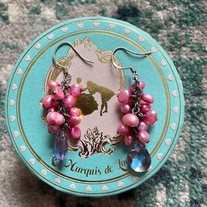 Hot pink bead drop earrings